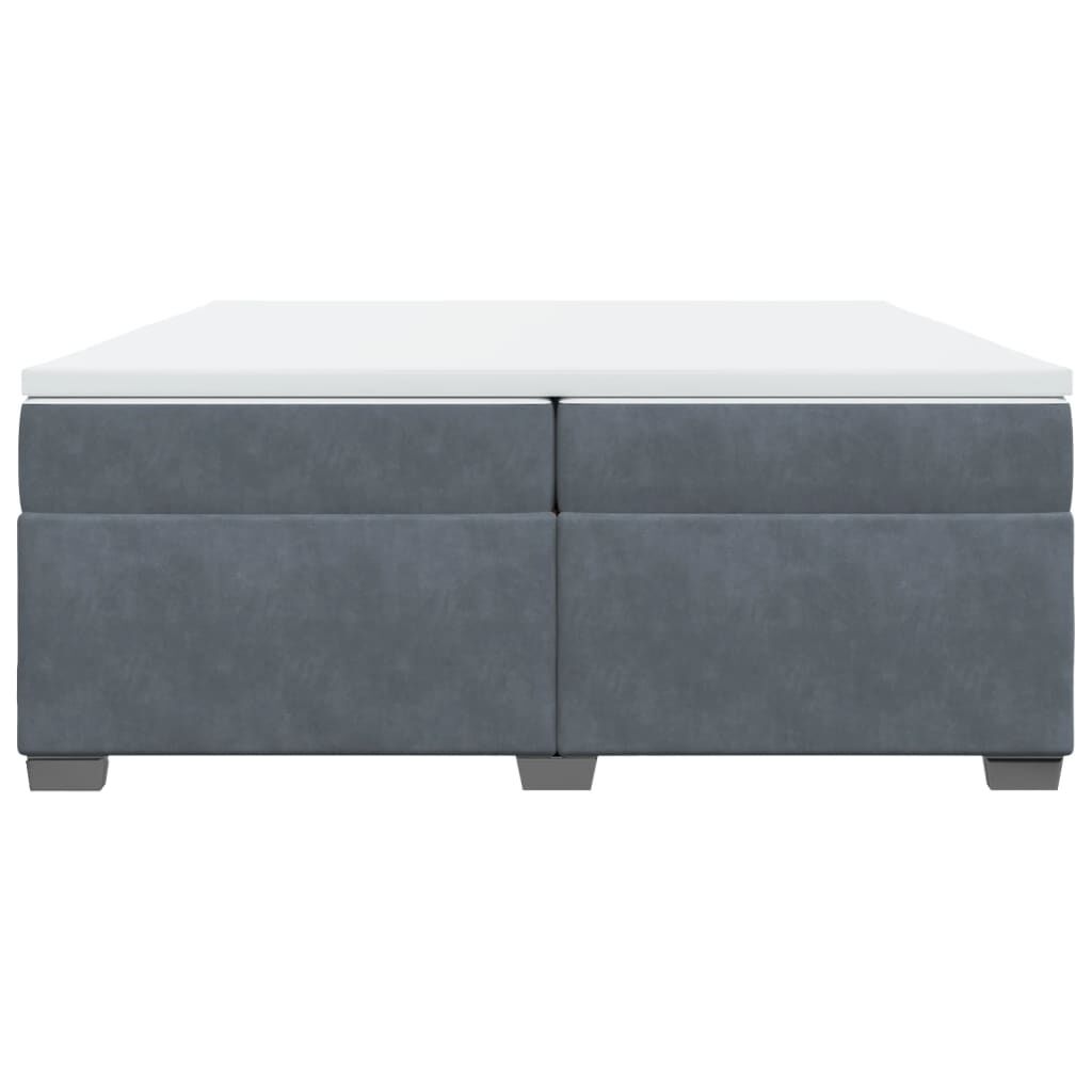 vidaXL Κρεβάτι Boxspring με Στρώμα Σκούρο Γκρι 200x200 εκ. Βελούδινο