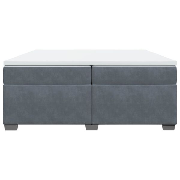 vidaXL Κρεβάτι Boxspring με Στρώμα Σκούρο Γκρι 200x200 εκ. Βελούδινο