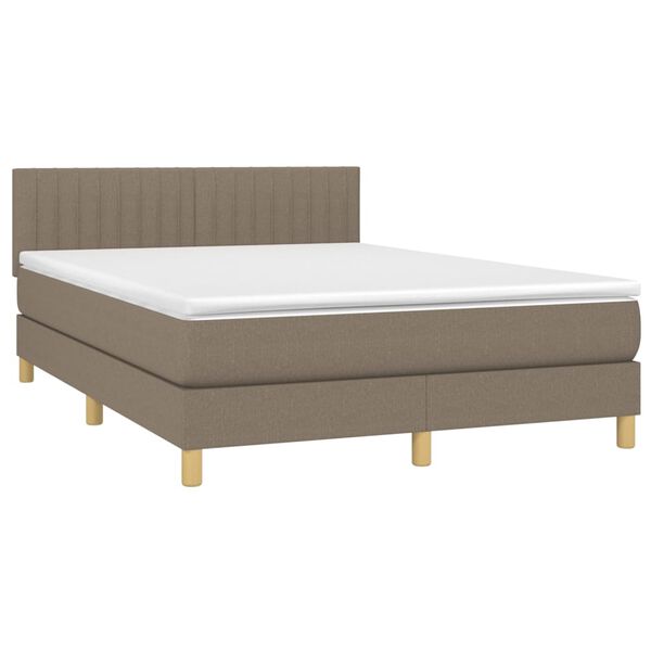 vidaXL &Kappa;&rho;&epsilon;&beta;ά&tau;&iota; Boxspring &mu;&epsilon; &Sigma;&tau;&rho;ώ&mu;&alpha; & LED Taupe 140x200 &epsilon;&kappa;. &Upsilon;&phi;&alpha;&sigma;&mu;ά&tau;&iota;&nu;&omicron;