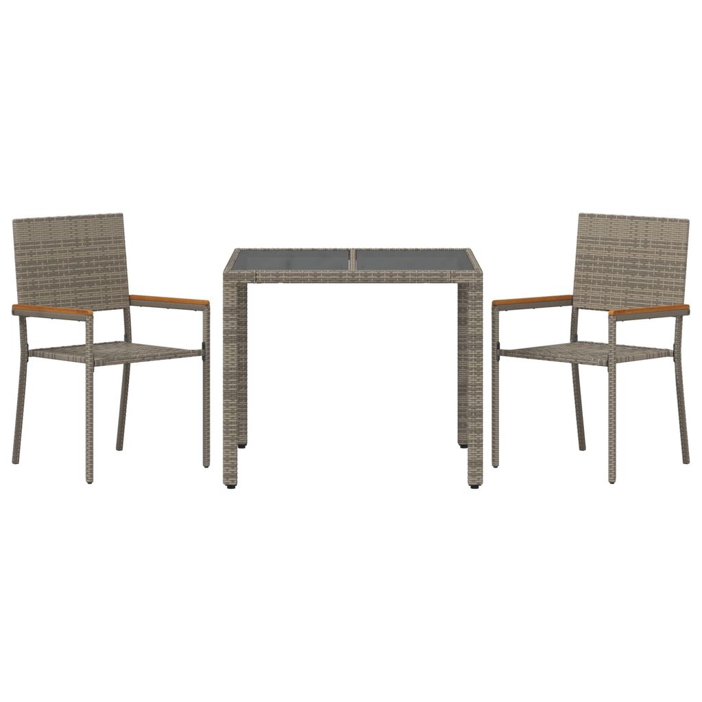 vidaXL Σέτ φαγητού για κήπο 3 pcs Γκρι και Καφέ 90 x 90 x 75 cm