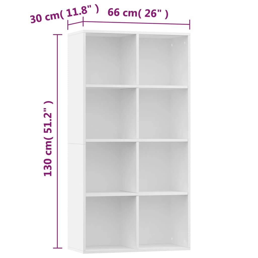 vidaXL Ραφιέρα/Βιβλιοθήκη Λευκή 66 x 30 x 130 εκ. από Επεξ. Ξύλο