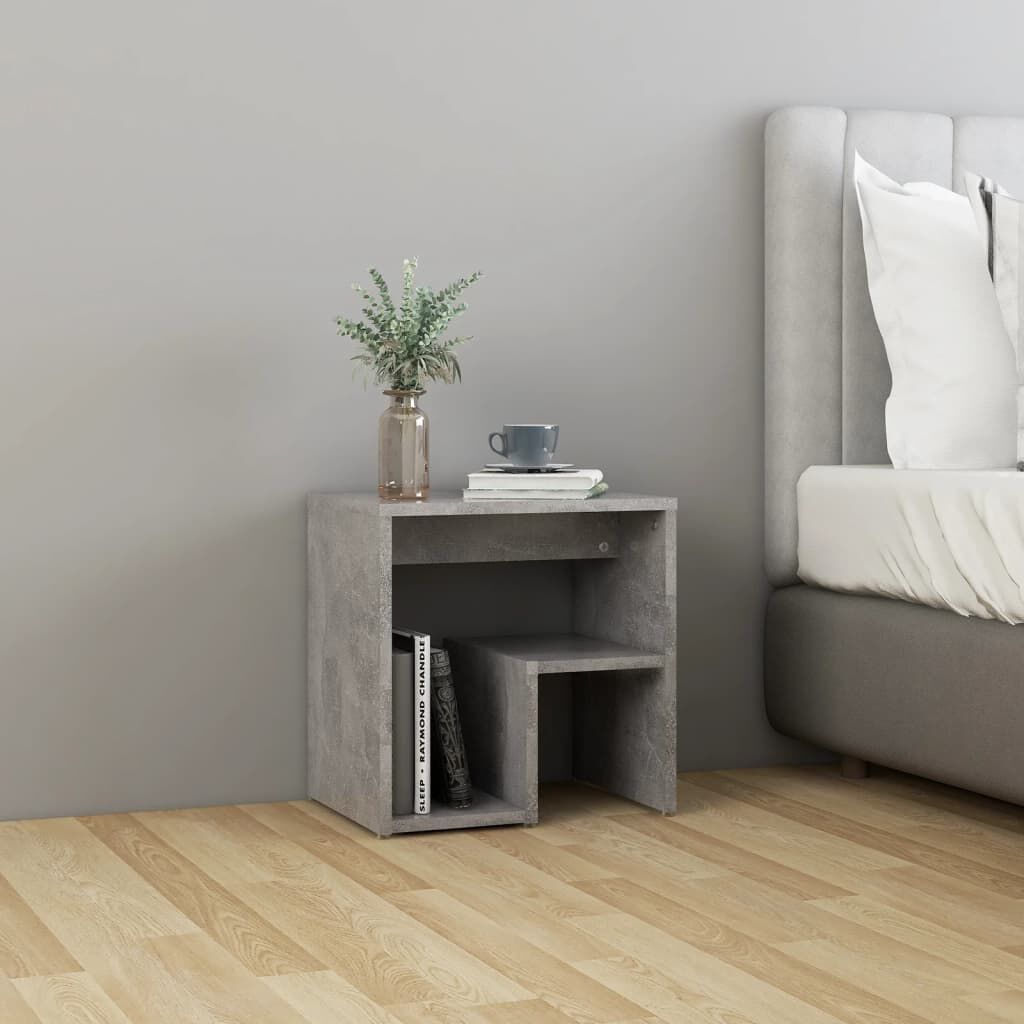 vidaXL Κομοδίνα 2 τεμ. Γκρι Σκυροδέμ. 40 x 30 x 40 εκ. από Επεξ. Ξύλο