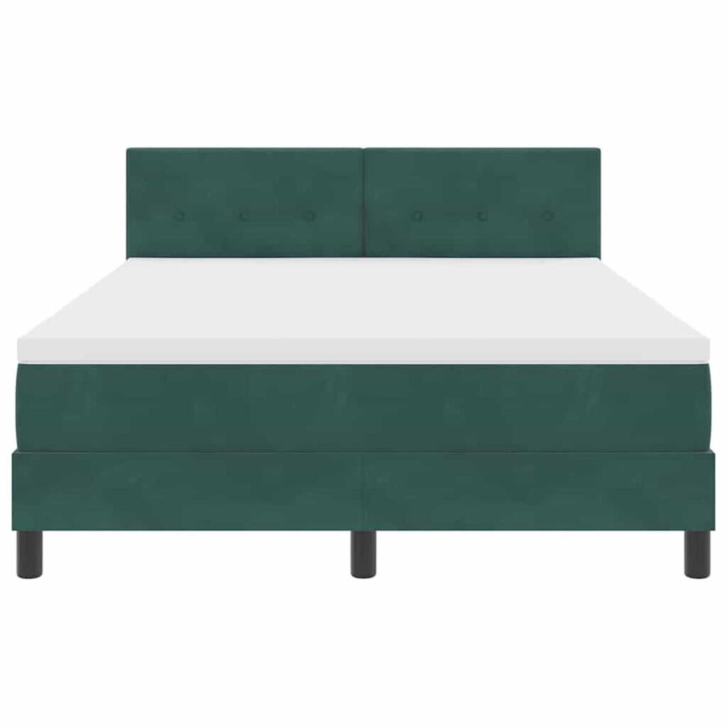 vidaXL Κρεβάτι με ελατήρια Σκούρο πράσινο 140 x 190 cm Βελούδο