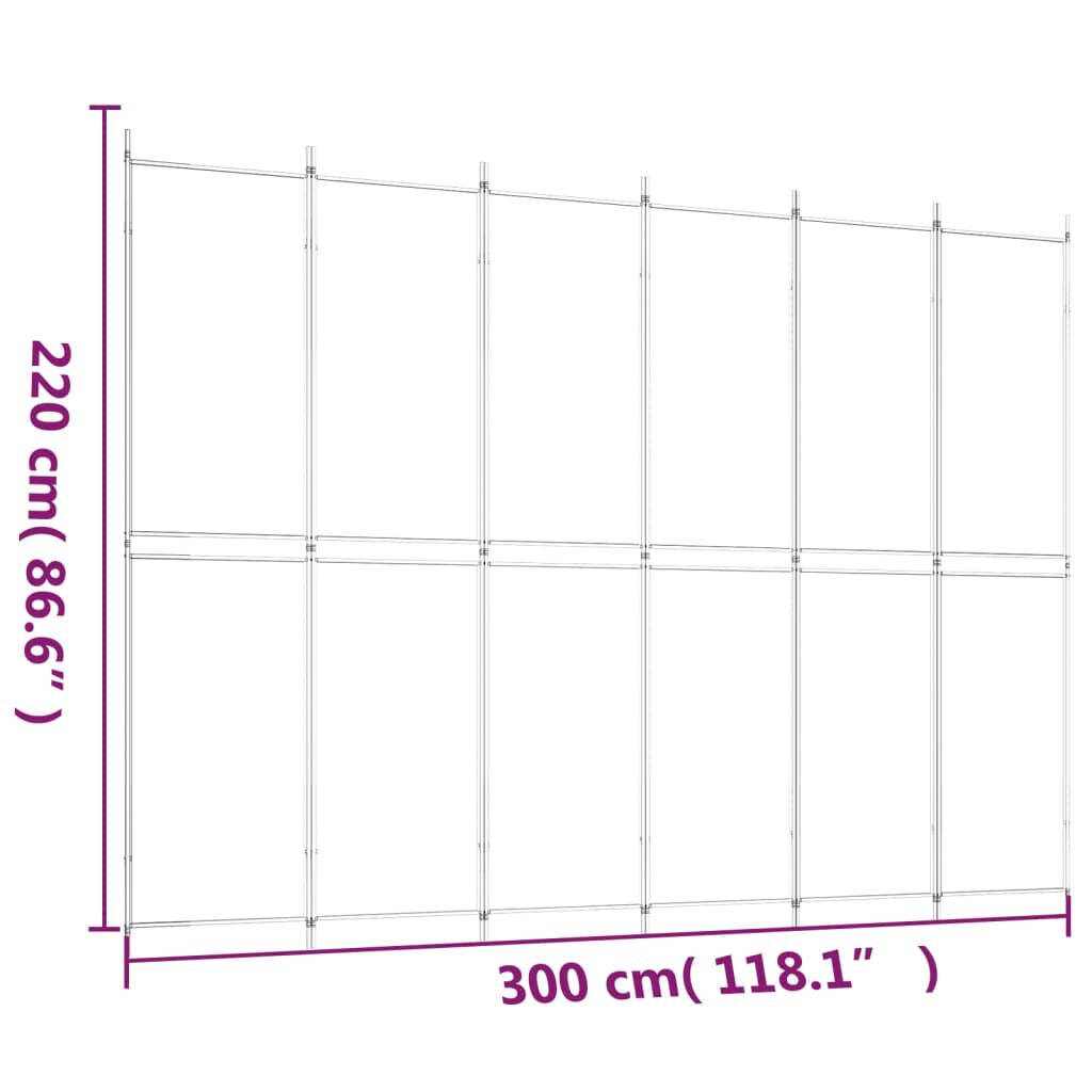 vidaXL Διαχωριστικό Δωματίου με 6 Πάνελ Λευκό 300x220 εκ. από Ύφασμα