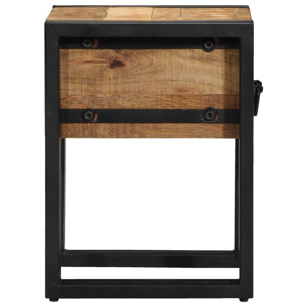 vidaXL Τραπέζι με Συρτάρι Μαύρο 30x30x40 εκ Μασίφ Ξύλο Μάνγκο