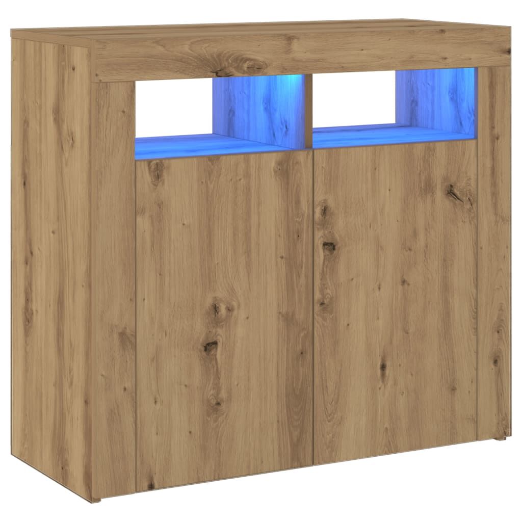 vidaXL Ντουλάπι με LED Αρτισιανή Δρυς 80 x 35 x 75 εκ. Επεξ. Ξύλο