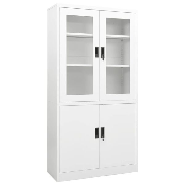 vidaXL Ντουλάπα Γραφείου 90 x 40 x 180 εκ. Λευκή Ατσάλινη