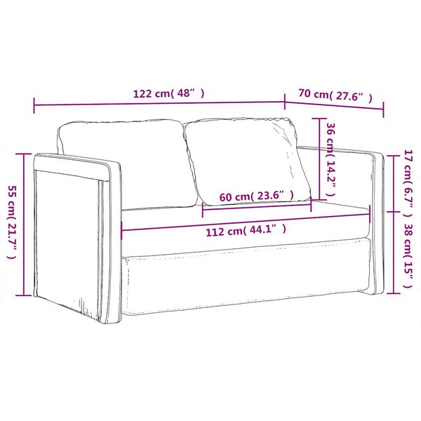 vidaXL Καναπές-Κρεβάτι Δαπέδου 2 σε 1 Σκ. Γκρι 122x204x55 εκ. Βελούδο