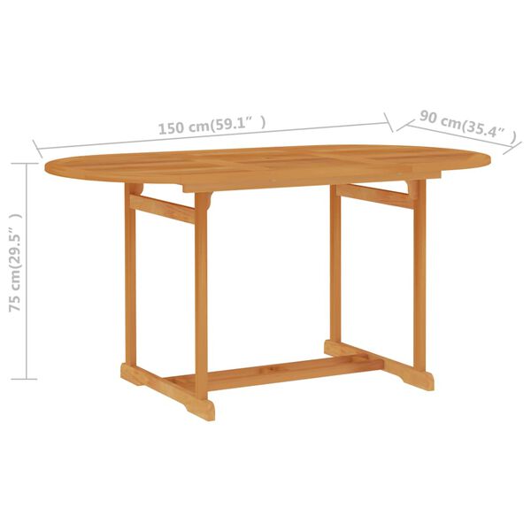vidaXL Τραπέζι Κήπου 150 x 90 x 75 εκ. Μασίφ Ξύλο Teak