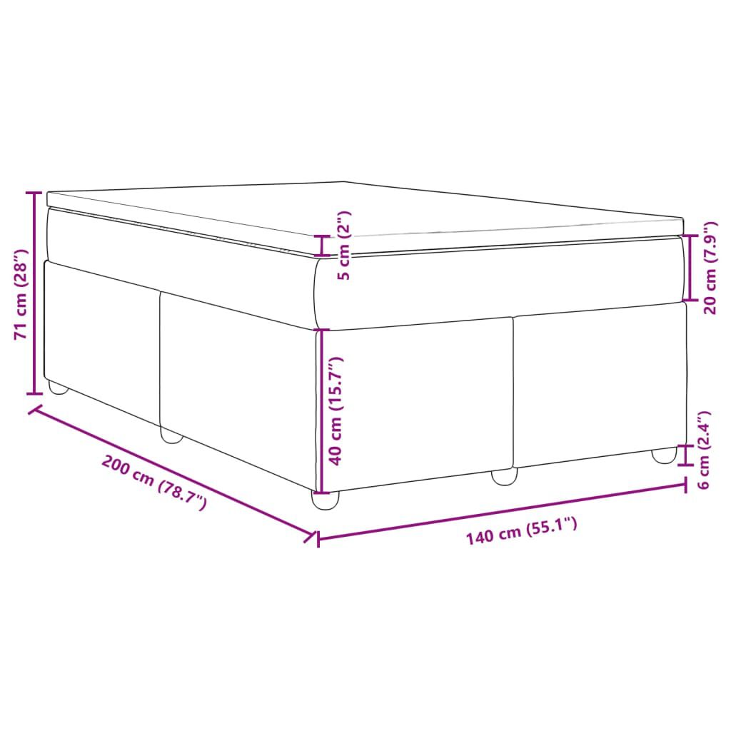 vidaXL Κρεβάτι Boxspring με Στρώμα Σκούρο Καφέ 140x200 εκ Υφασμάτινο