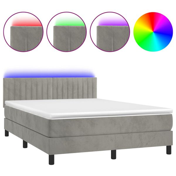 vidaXL &Kappa;&rho;&epsilon;&beta;ά&tau;&iota; Boxspring &mu;&epsilon; &Sigma;&tau;&rho;ώ&mu;&alpha; & LED &Alpha;&nu;.&Gamma;&kappa;&rho;&iota; 140x200 &epsilon;&kappa;. &Beta;&epsilon;&lambda;&omicron;ύ&delta;&iota;&nu;&omicron;