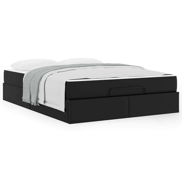 vidaXL Σκελετός κρεβατιού με στρώμα Μαύρο 160 x 200 cm Τεχνητό δέρμα