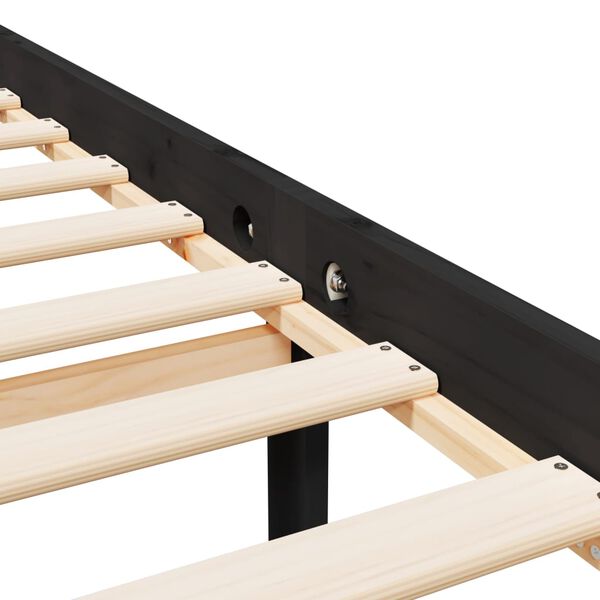 vidaXL Κρεβάτι Ηλικιωμένων Μαύρο 150x200εκ Μασίφ Ξύλο Πεύκου King Size