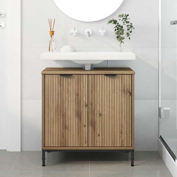 vidaXL Ντουλάπα Νιπτήρα Mπάνιου artisan δρυς 60.5 x 33.5 x 61 εκ