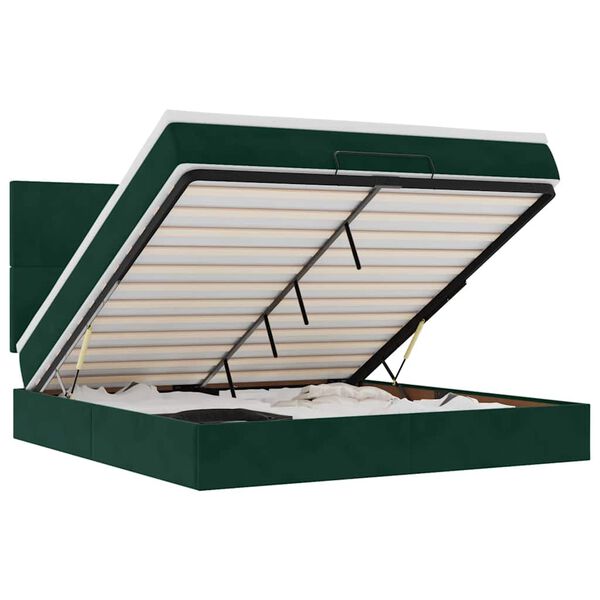 vidaXL &Omicron;&theta;&omega;&mu;&alpha;&nu;&iota;&kappa;ό &kappa;&rho;&epsilon;&beta;ά&tau;&iota; &mu;&epsilon; &sigma;&tau;&rho;ώ&mu;&alpha;&tau;&alpha;&LEDs Dark Green 180x200cm Velvet