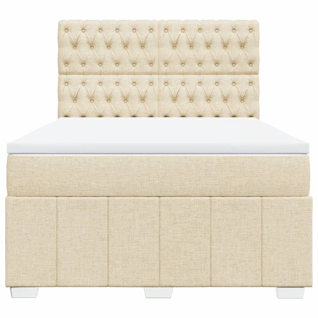vidaXL Κρεβάτι Boxspring με Στρώμα Κρεμ 140x200 εκ. Υφασμάτινο