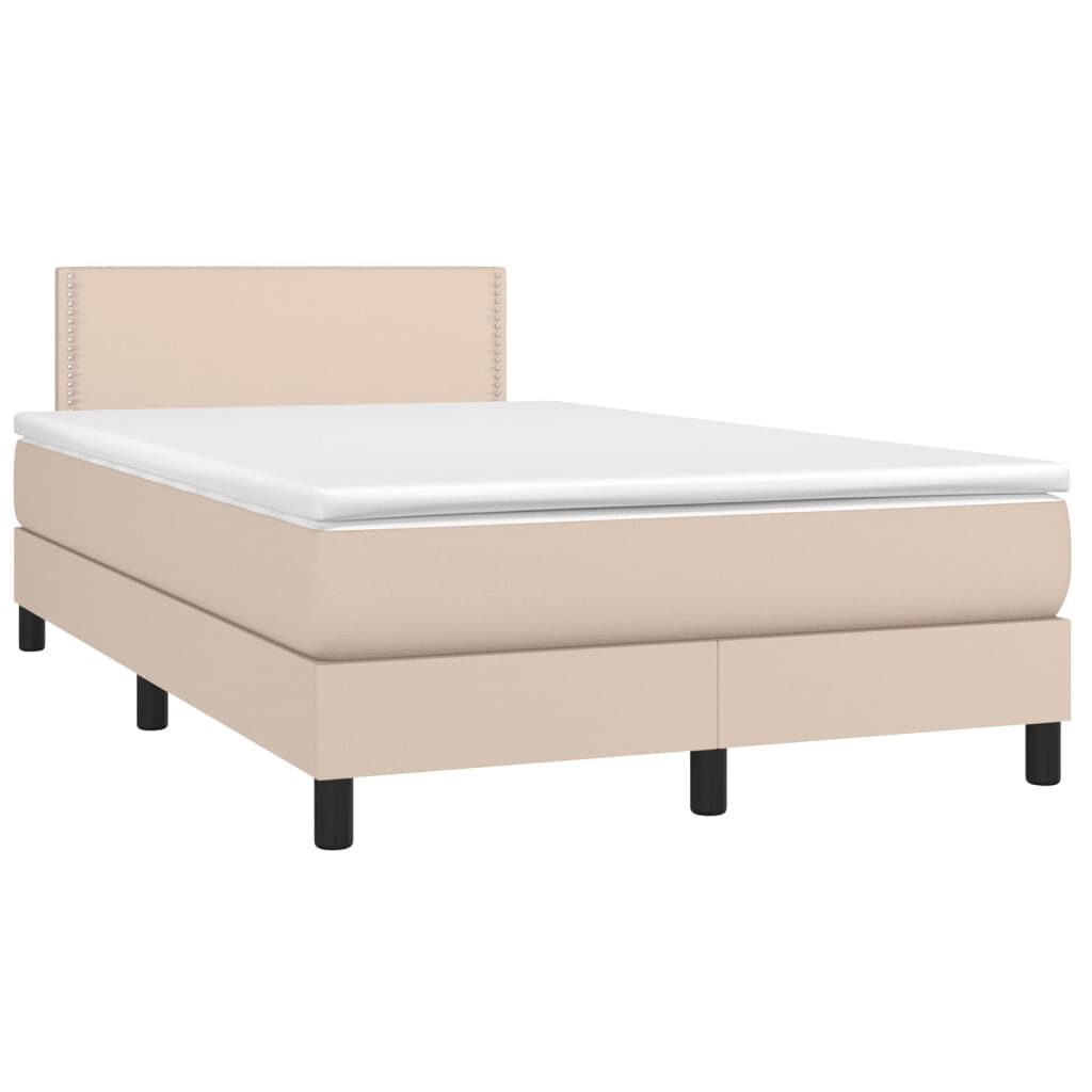vidaXL Κρεβάτι Boxspring με Στρώμα Καπουτσίνο 120x200εκ.από Συνθ.Δέρμα