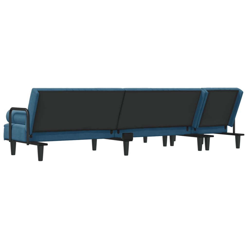 vidaXL Καναπές Κρεβάτι Γωνιακός Μπλε 260 x 140 x 70 εκ. Βελούδινος