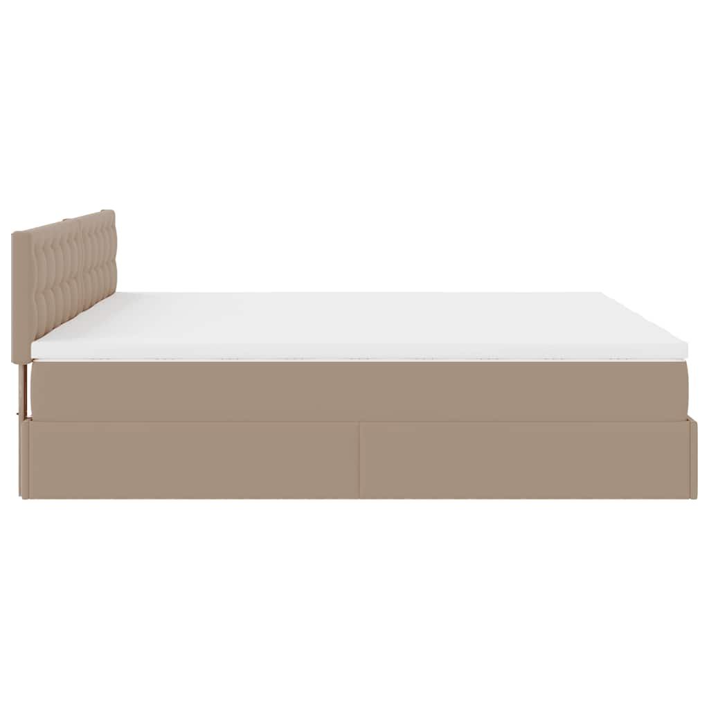 vidaXL Οθωμανικό κρεβάτι με στρώματα Cappucino 200x200cm Faux Leather