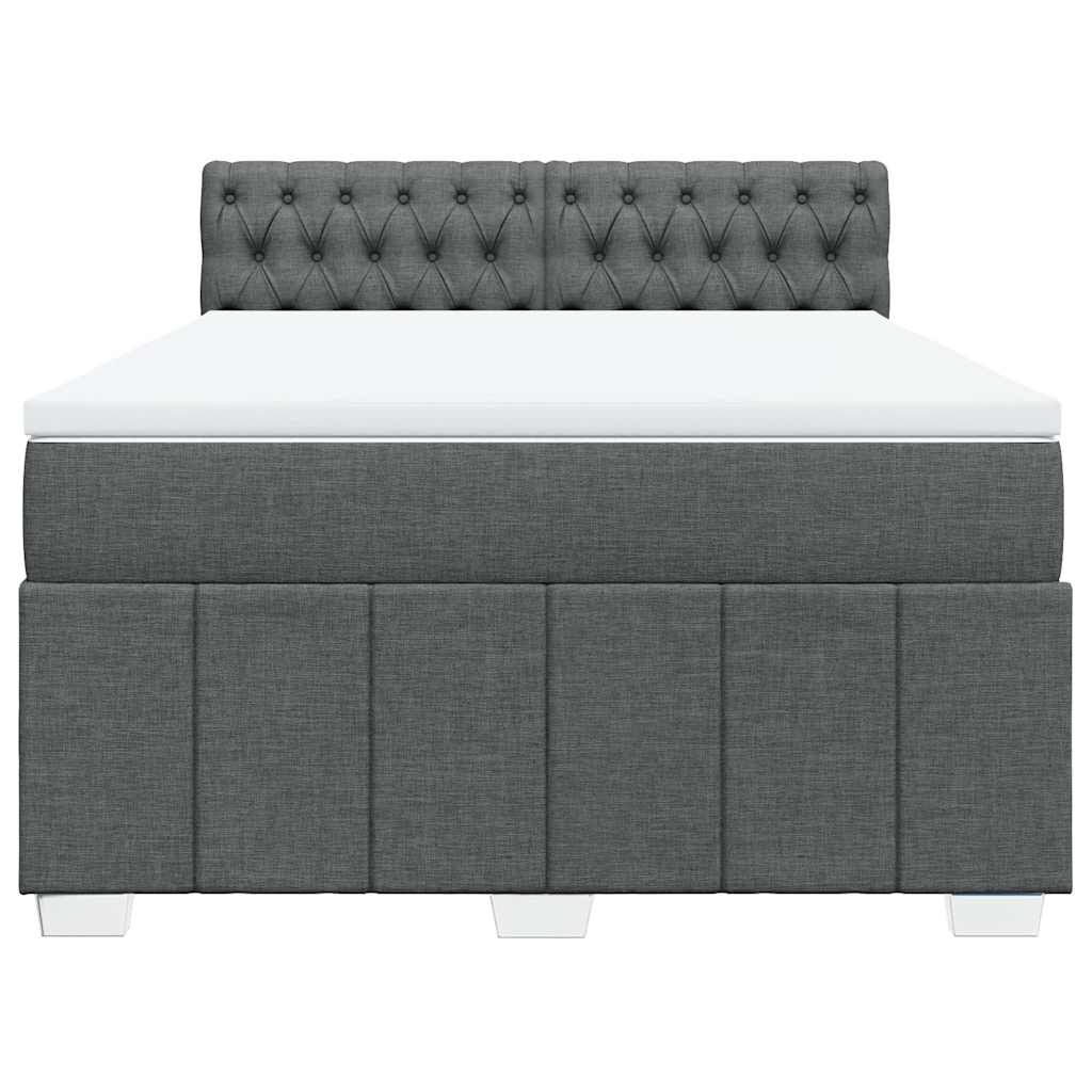 vidaXL Κρεβάτι Boxspring με Στρώμα Σκούρο Γκρι 140x200 εκ Υφασμάτινο