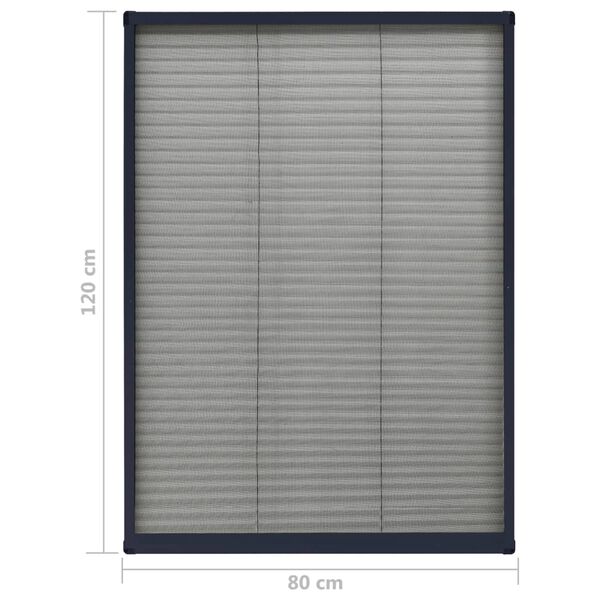 vidaXL Σήτα Παραθύρου Πλισέ Ανθρακί 80 x 120 εκ. από Αλουμίνιο