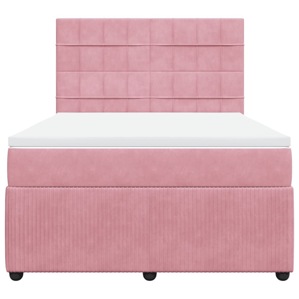 vidaXL Κρεβάτι Boxspring με Στρώμα Ροζ 140x190 εκ. Βελούδινο