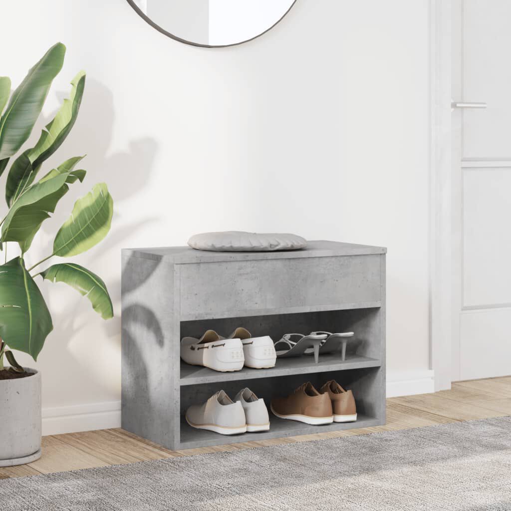 vidaXL Παπουτσοθήκη Γκρι Σκυροδέματος 60 x 30 x 45 εκ. από Επεξ. Ξύλο