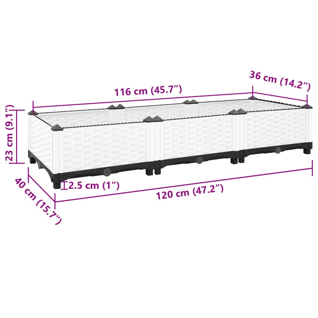 vidaXL Ζαρντινιέρα 120 x 40 x 23 εκ. από Πολυπροπυλένιο