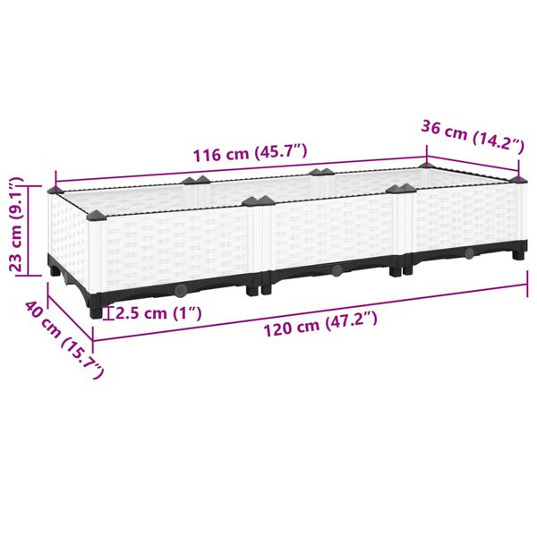 vidaXL Ζαρντινιέρα 120 x 40 x 23 εκ. από Πολυπροπυλένιο