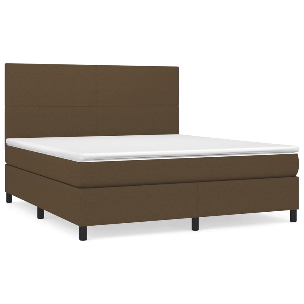 vidaXL Κρεβάτι Boxspring με Στρώμα Σκούρο Καφέ 180x200 εκ Υφασμάτινο