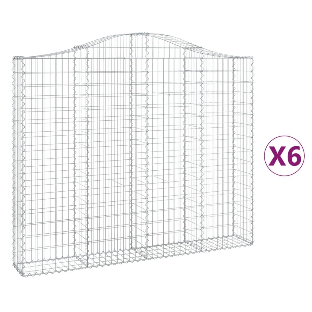 vidaXL Συρματοκιβώτια Τοξωτά 6 τεμ. 200x30x160/180 εκ. Γαλβαν. Ατσάλι