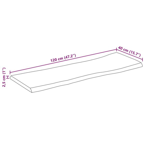 vidaXL Επιφάνεια Τραπεζιού 120x40x2,5 εκ. Live Edge Μασίφ Ξύλο Μάνγκο