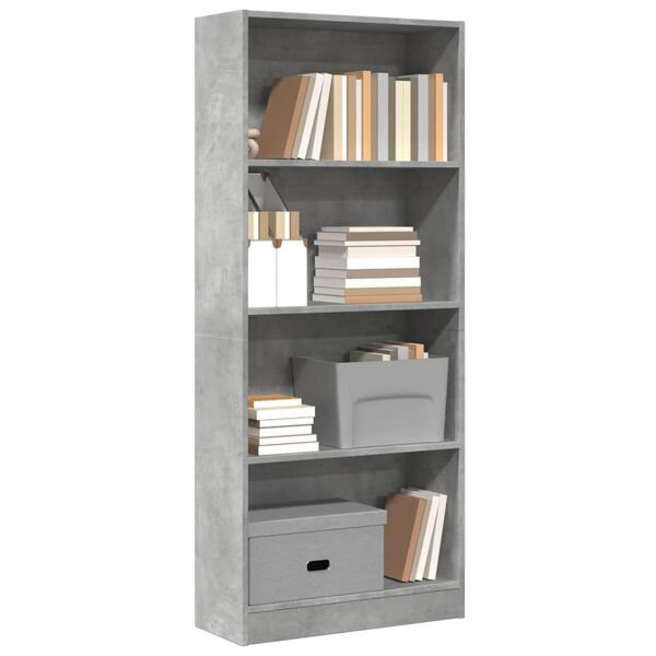 vidaXL Βιβλιοθήκη Γκρι Σκυροδέματος 60x24x143 εκ. Επεξεργ. Ξύλο
