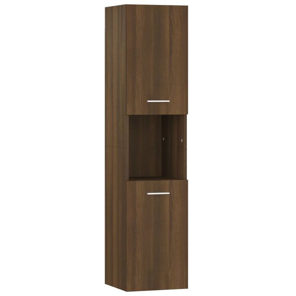 vidaXL Ντουλάπι Μπάνιου Καφέ Δρυς 30x30x130 εκ. Επεξεργασμένο Ξύλο