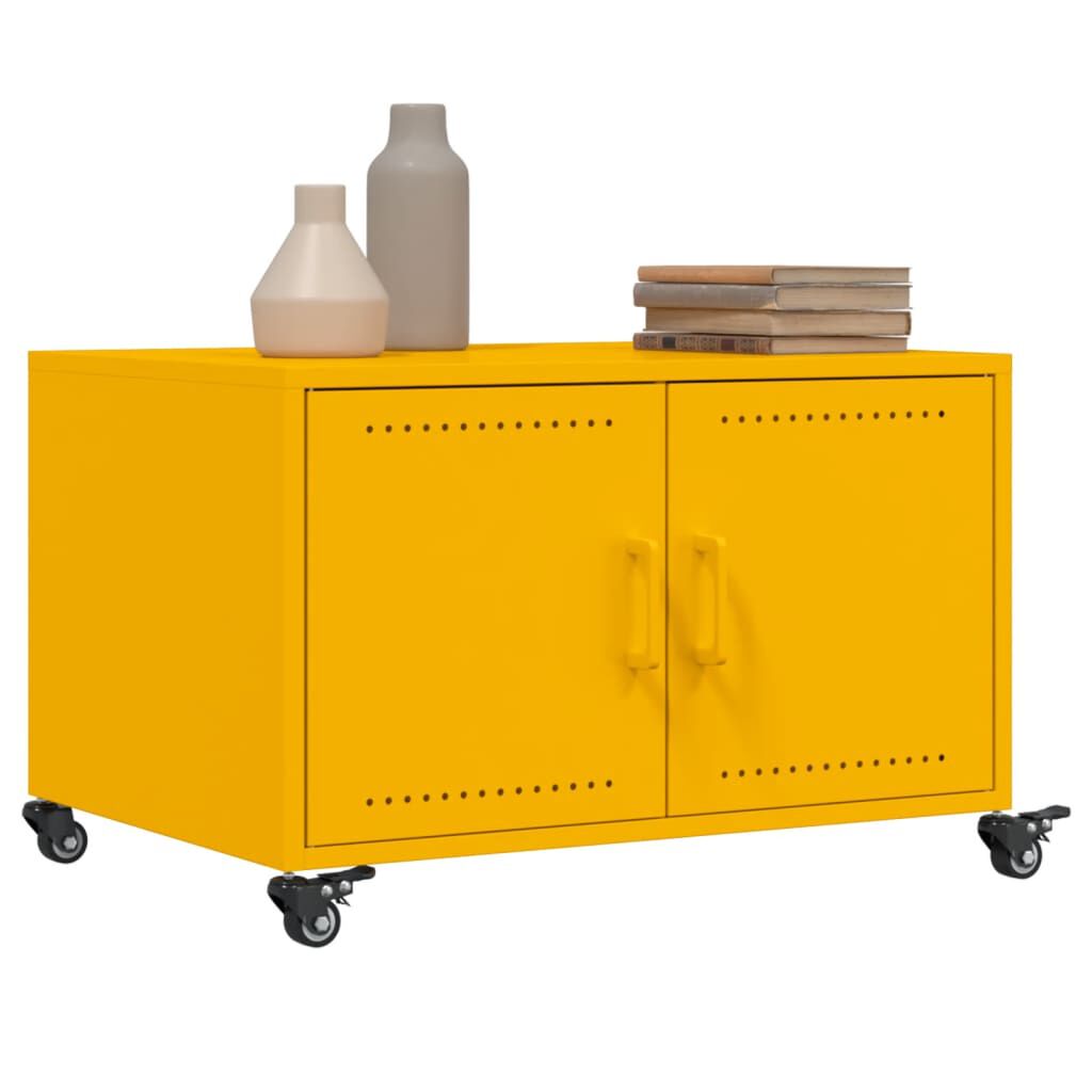 vidaXL Τραπέζι Κήπου Κίτρινο Μουσταρδί 68x50x43,5 εκ. Ατσάλινο