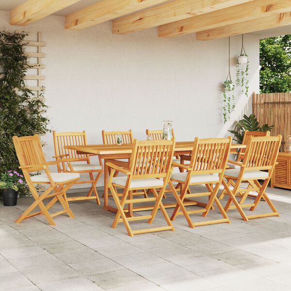 vidaXL Πτυσσόμενη Καρέκλα με μαξιλάρι 8 pcs Λευκό 49 x 57.5 x 92εκ