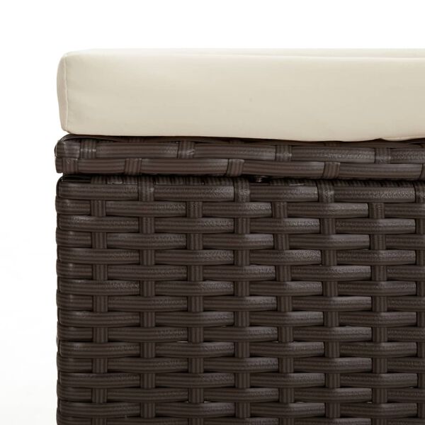 vidaXL Σκαμπό με Μαξιλάρι Καφέ 110 x 30 x 40 εκ. από Συνθετικό Ρατάν
