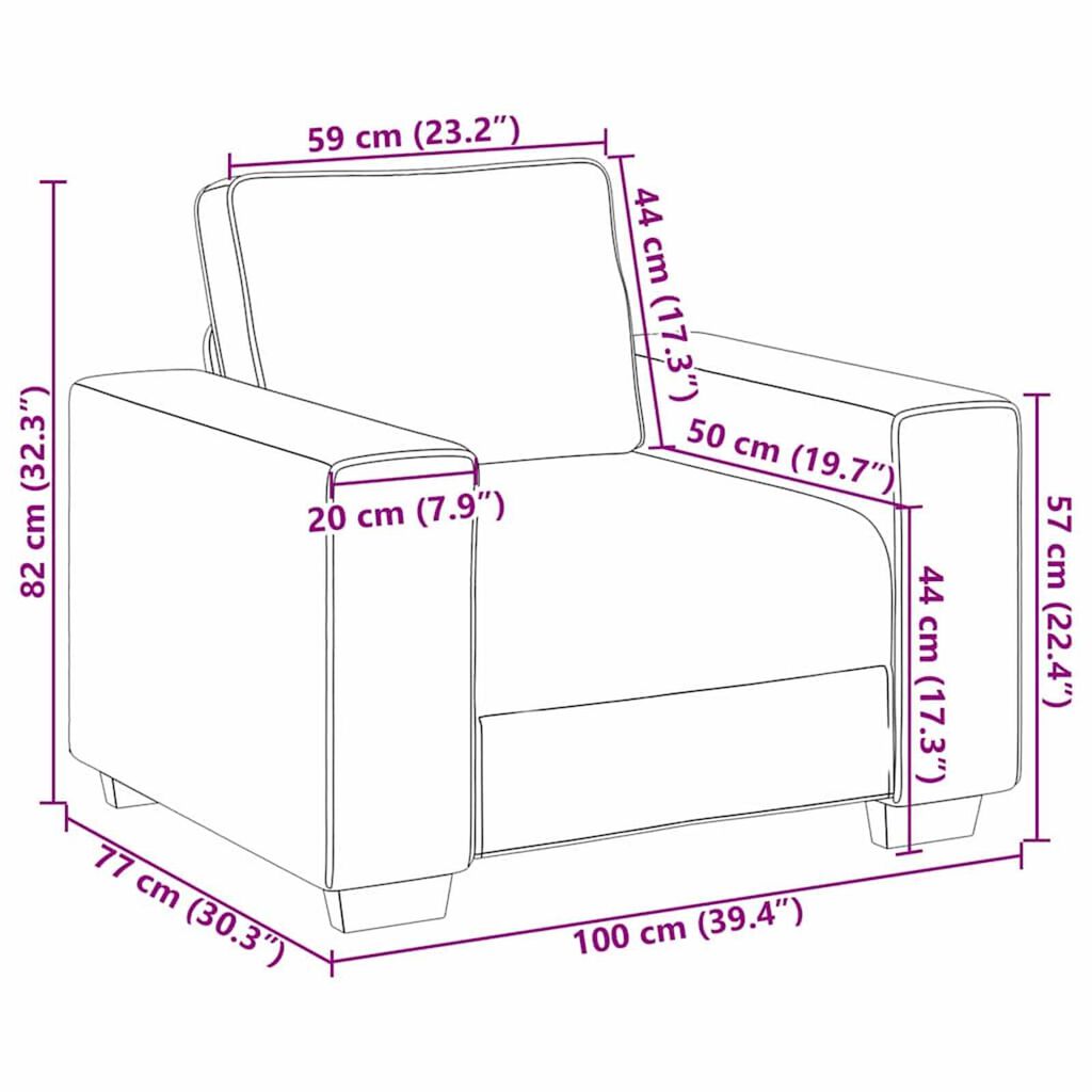 vidaXL Καναπές με μαξιλάρι Taupe 100 x 77 x 82 εκ ύφασμα
