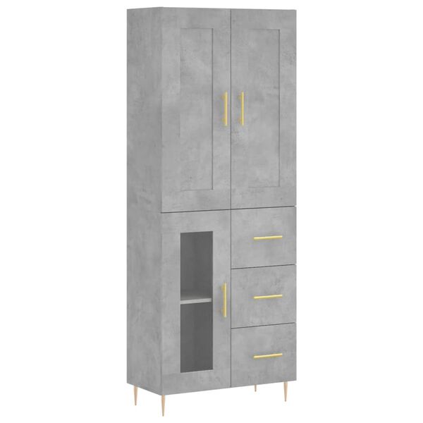 vidaXL Ντουλάπι Γκρι Σκυροδέματος 69,5x34x180 εκ. Επεξεργασμένο Ξύλο