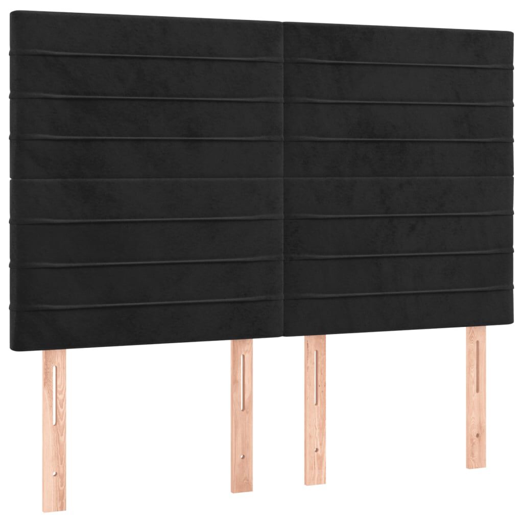 vidaXL Κρεβάτι Boxspring με Στρώμα & LED Μαύρο 140x200 εκ. Βελούδινο