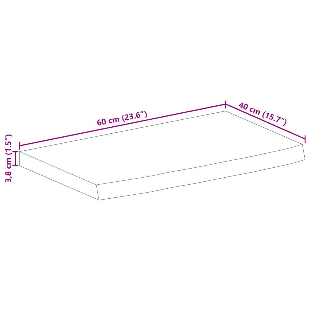 vidaXL Επιφάνεια Τραπεζιού 60x40x3,8 εκ. Live Edge Μασίφ Ξύλο Μάνγκο