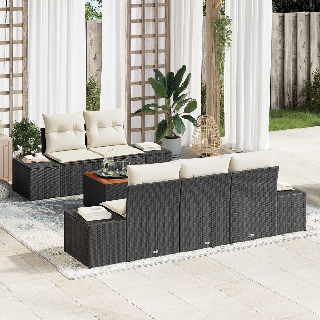vidaXL Σετ Καναπέ Κήπου 6 pcs Μαύρο και λευκό