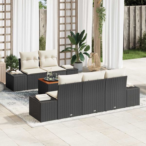 vidaXL Σετ Καναπέ Κήπου 6 pcs Μαύρο και λευκό