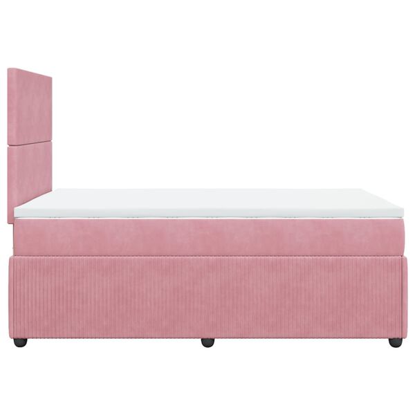 vidaXL Κρεβάτι Boxspring με Στρώμα Ροζ 120x190 εκ. Βελούδινο