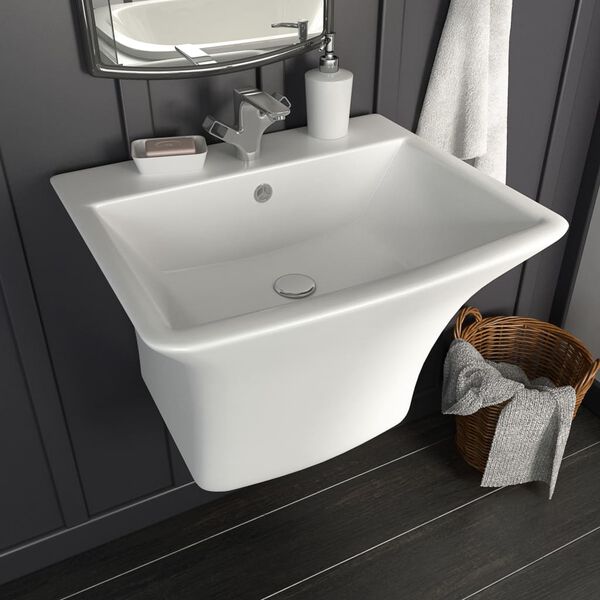 vidaXL Νιπτήρας Επιτοίχιος Λευκός 530 x 440 x 370 χιλ. Κεραμικός