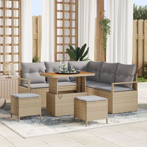 vidaXL Σετ Καναπέ Κήπου 8 pcs Μπέζ και Ανοιχτό Γκρι 90 x 55 x 71 cm