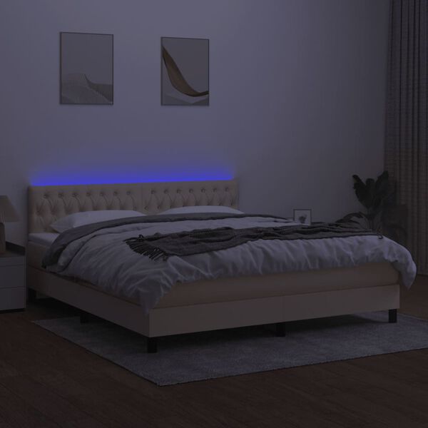 vidaXL &Kappa;&rho;&epsilon;&beta;ά&tau;&iota; Boxspring &mu;&epsilon; &Sigma;&tau;&rho;ώ&mu;&alpha; & LED &Kappa;&rho;&epsilon;&mu; 160x200 &epsilon;&kappa;. &Upsilon;&phi;&alpha;&sigma;&mu;ά&tau;&iota;&nu;&omicron;