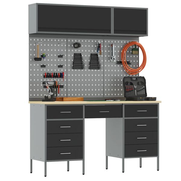 vidaXL &Nu;&tau;&omicron;&upsilon;&lambda;ά&pi;&alpha; &Epsilon;&rho;&gamma;&alpha;&sigma;ί&alpha;&sigmaf; &mu;&epsilon; &sigma;&upsilon;&rho;&tau;ά&rho;&iota; 8 pcs &Mu;&alpha;ύ&rho;&omicron; 150 x 55 x 200 &epsilon;&kappa;