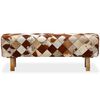 vidaXL Παγκάκι με Σχέδιο Ρόμβων από Γνήσιο Δέρμα Αγελάδας