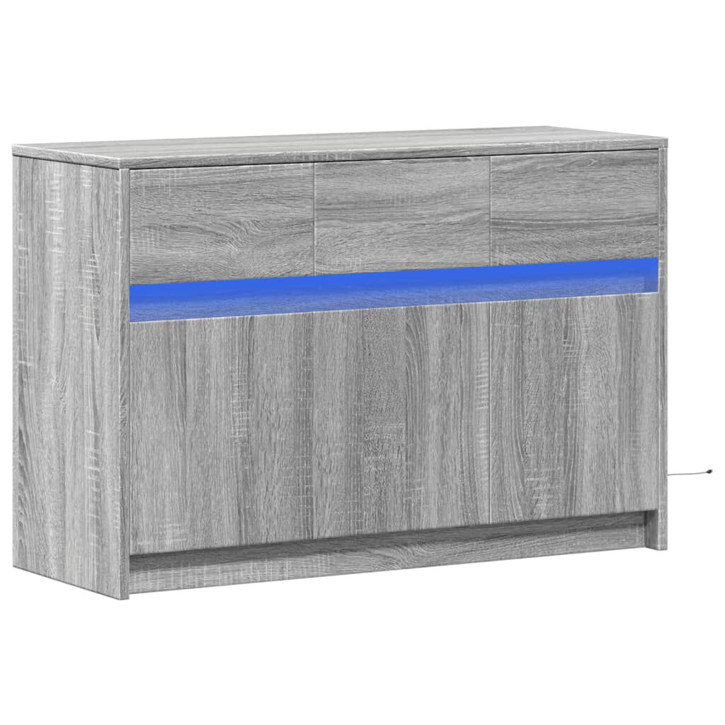 vidaXL Έπιπλο Τηλεόρασης με LED Γκρι Sonoma 91x34x61 εκ. Επεξ. Ξύλο